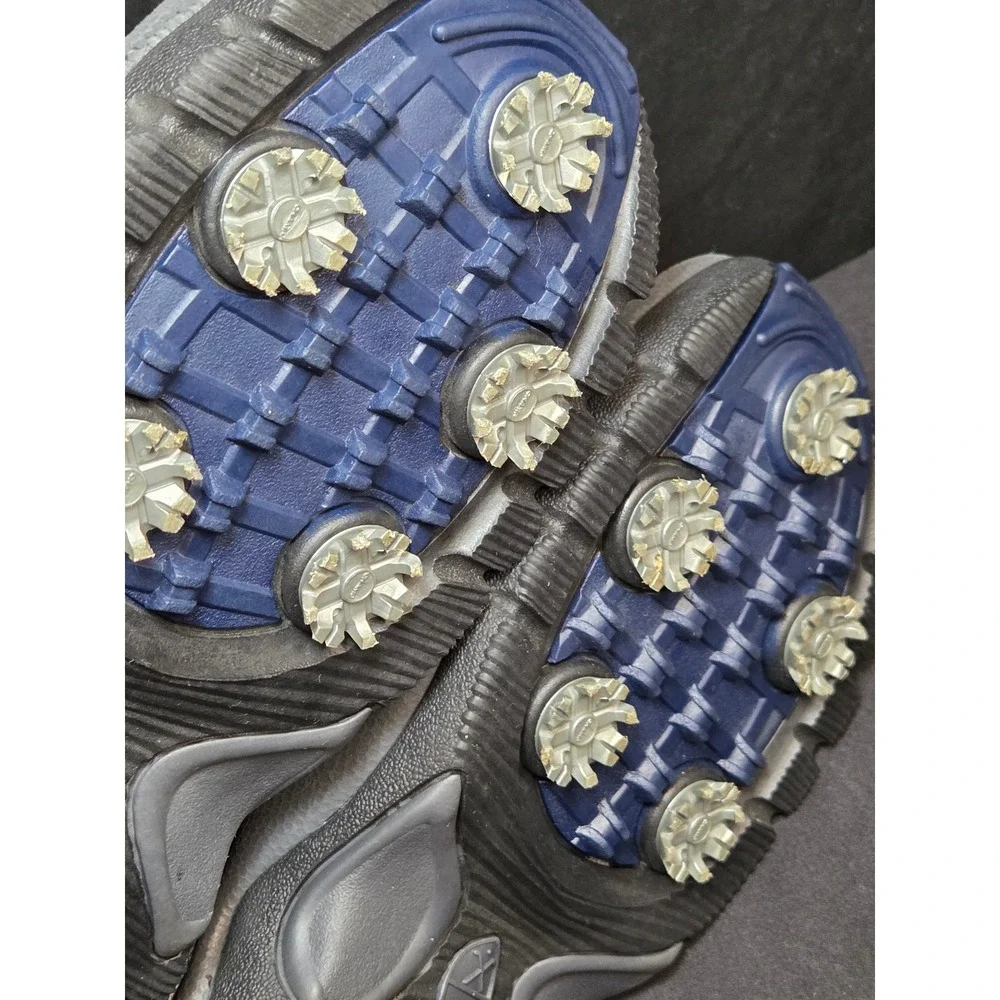 Nike Air Golf Sandals Womens 10 Tan Navy Blue‎ Leather Spiked 302135-221